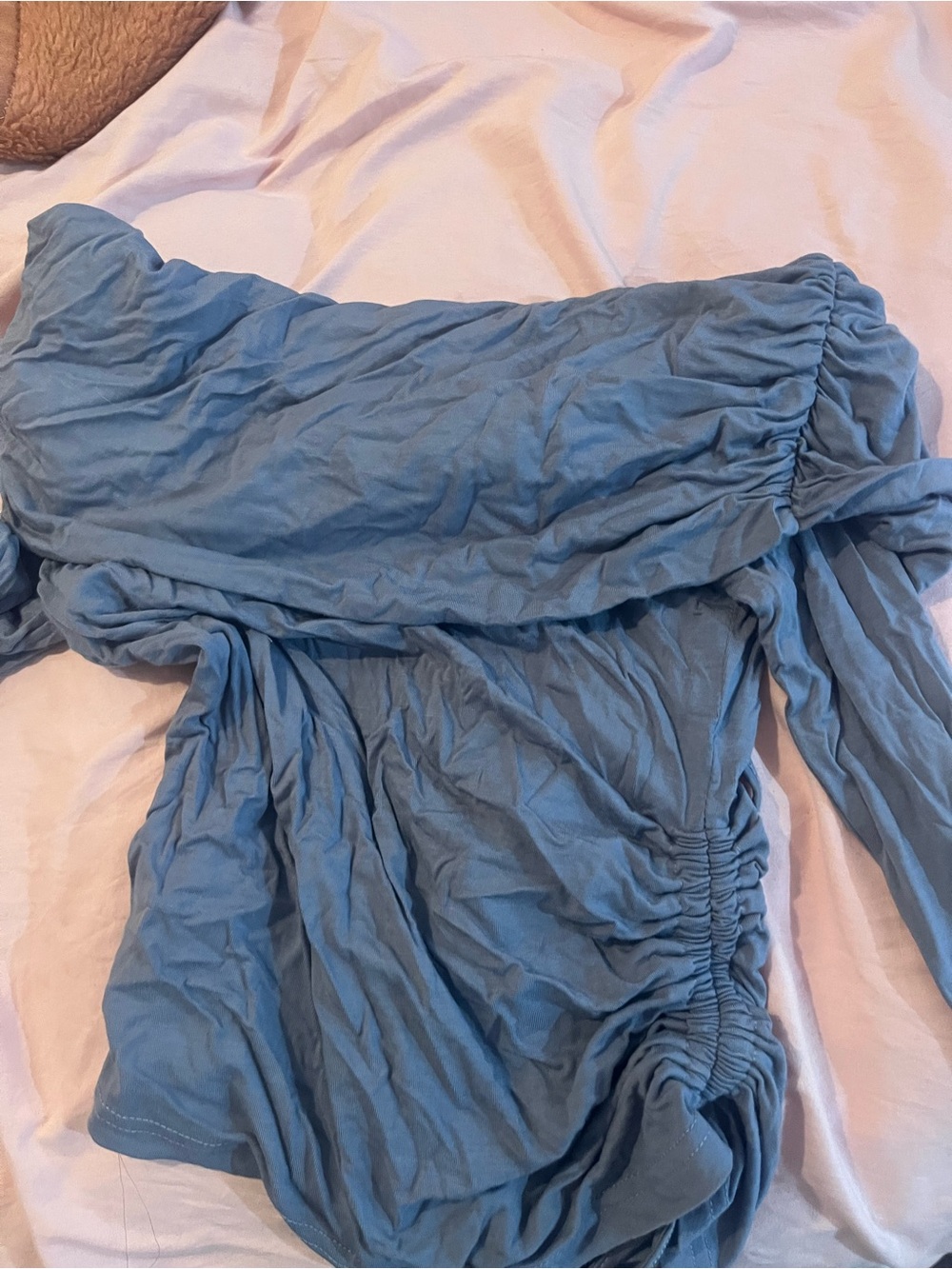 Edikted Blue Off-Shoulder Long Sleeve Top
